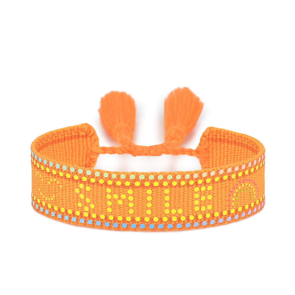 Wholesale Sequin Letter Creative Woven Bracelet